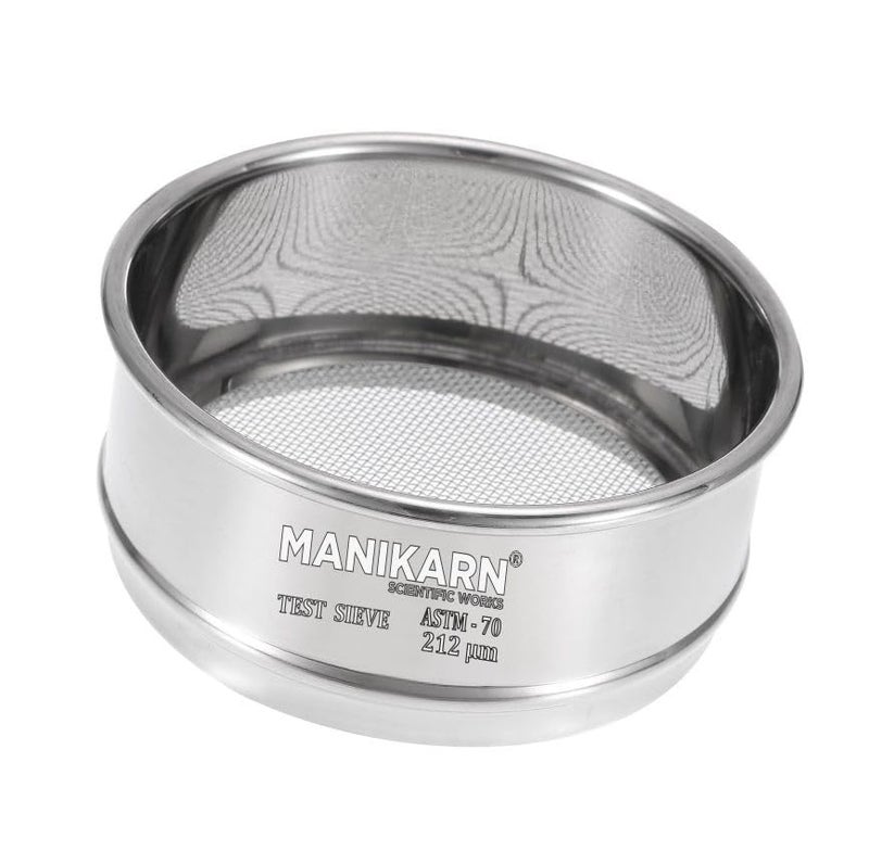 MANIKARN Lab Test Sieve – 4" Diameter, 212 Micron Stainless Steel Mesh – ASTM No. 70 for Laboratory Soil & Particle Analysis - Image 1